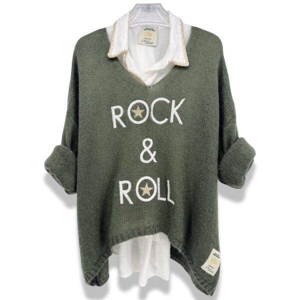 Pull mohair Rock and Roll kaki April vintage