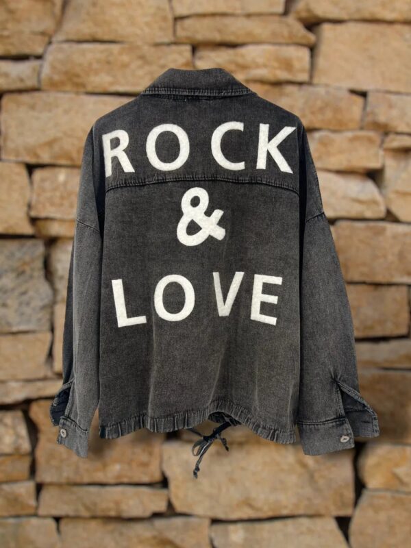 Veste jeans gris rock and roll lurex poches April Vintage – Image 2