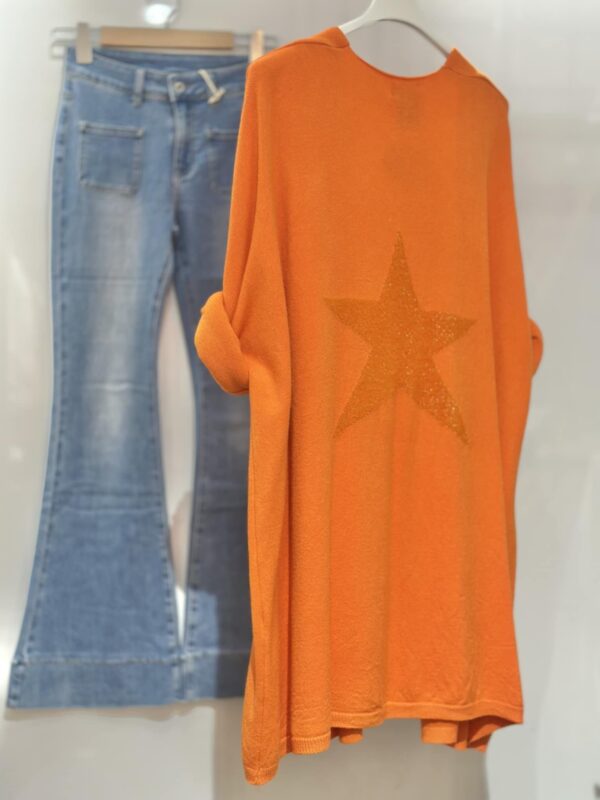 Gilet mi-long stars étoile orange April Vintage