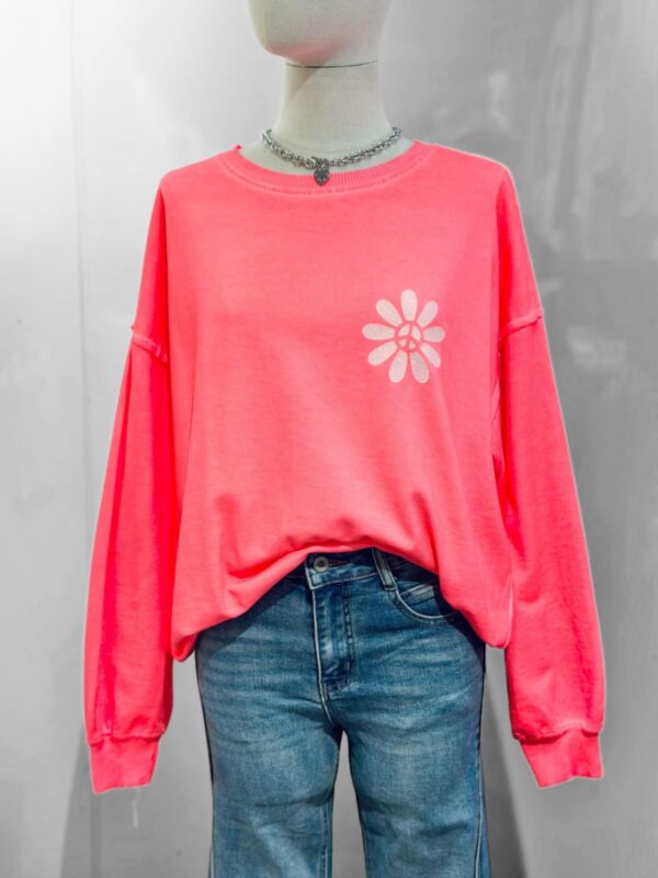 Sweat peace flowers fleur corail fluo April Vintage – Image 2