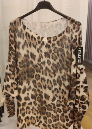Pull fin motif animal léopard