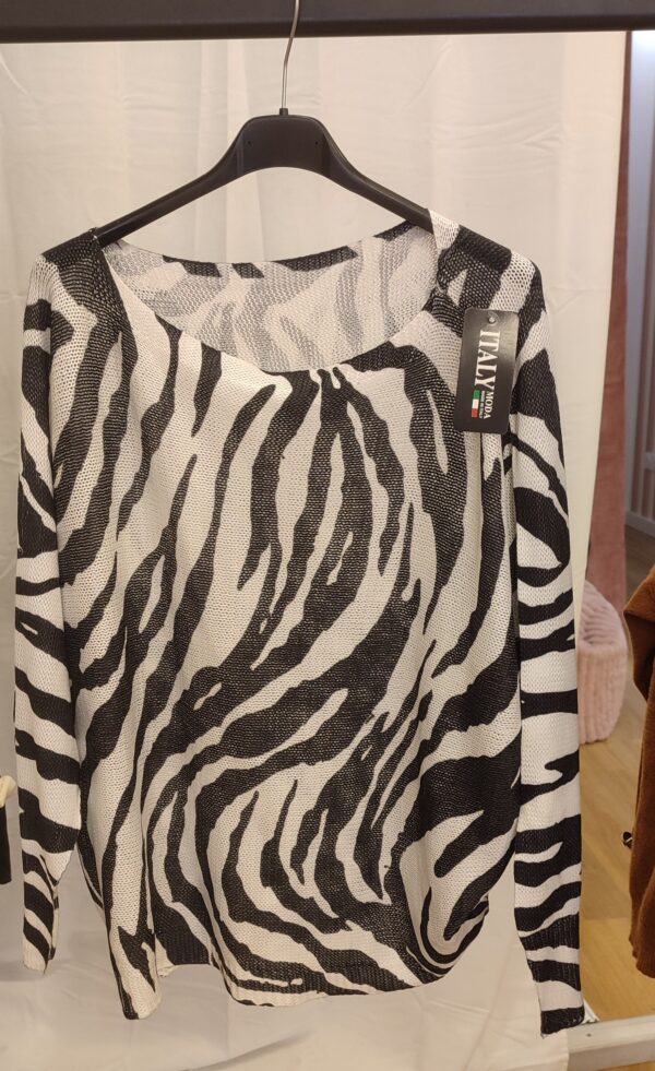 Pull fin motif animal zébré taille unique