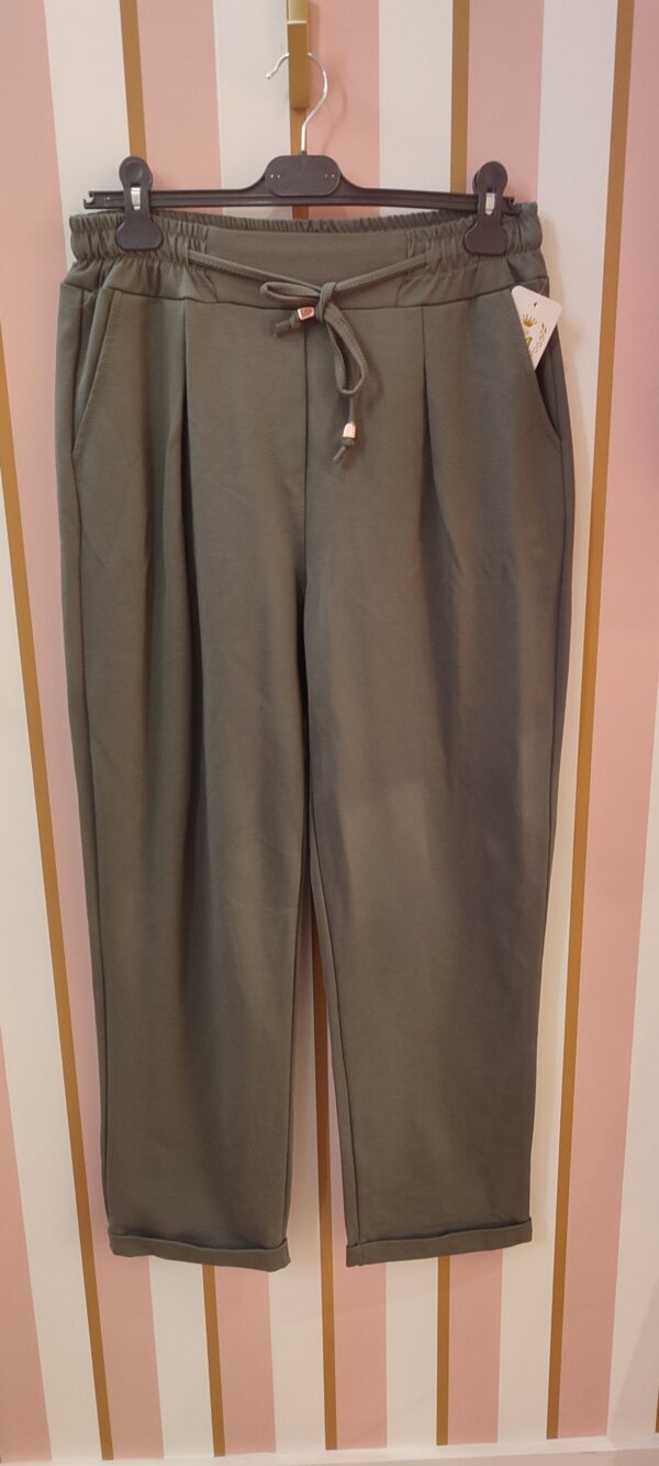 Pantalon lycra kaki  belle taille