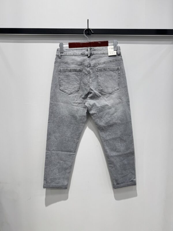Jeans mom fit gris avec lycra belle taille – Image 2