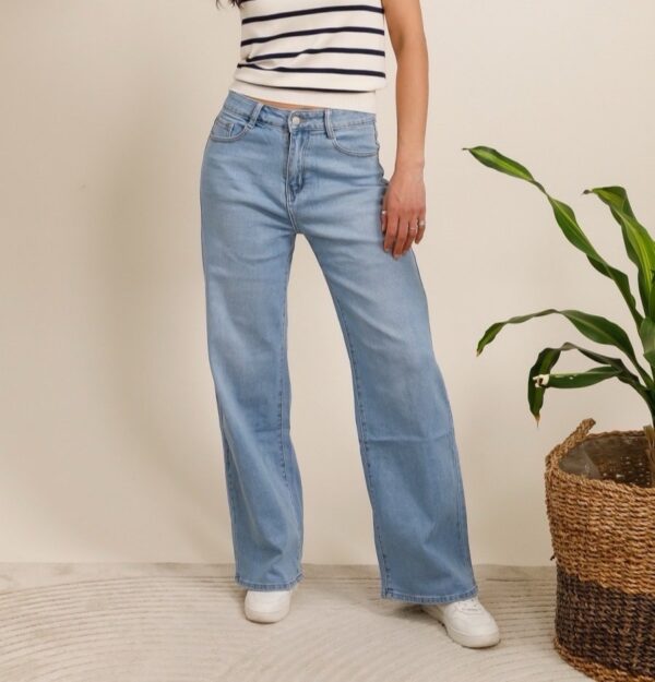 Jeans jambes larges bleu stretch wide leg