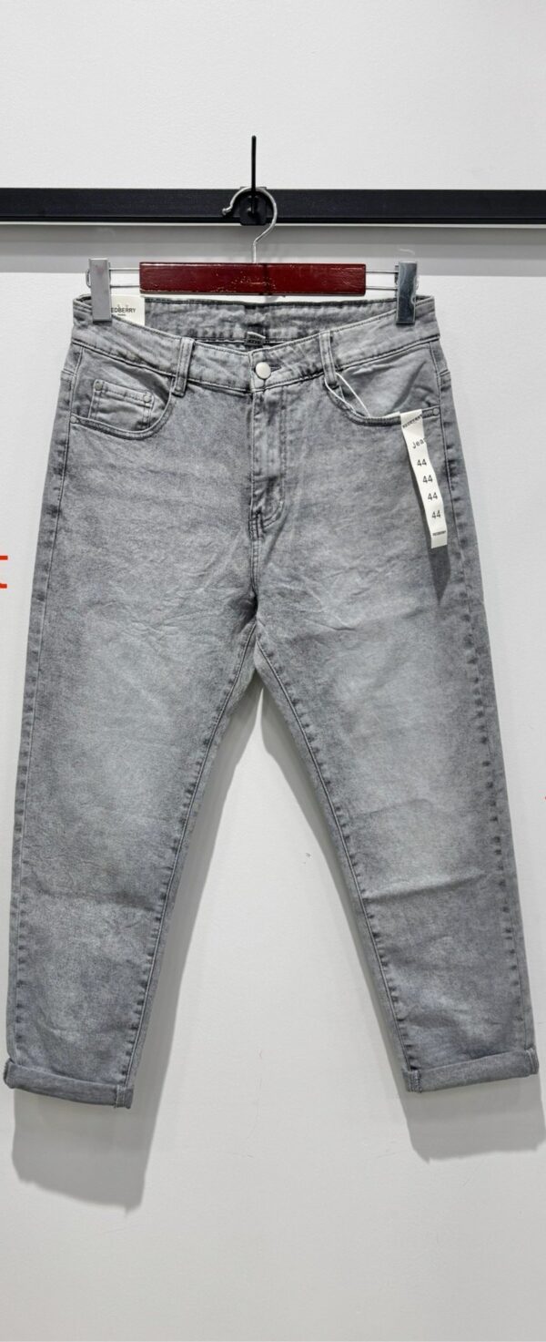 Jeans mom fit gris avec lycra belle taille
