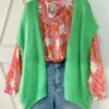 Gilet tout doux sans manches vert fluo mohair April Vintage – Image 2