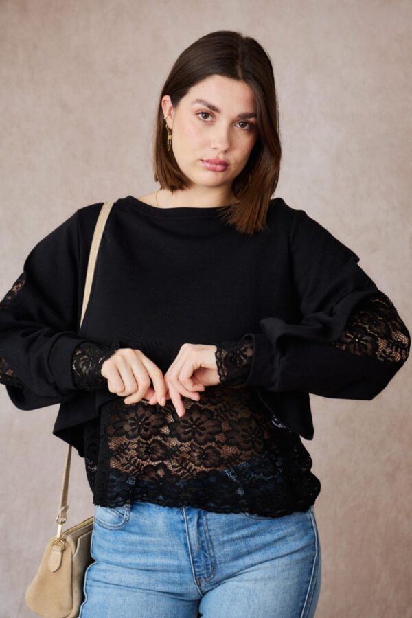 Sweat à dentelle manches échancrée April Vintage – Image 2