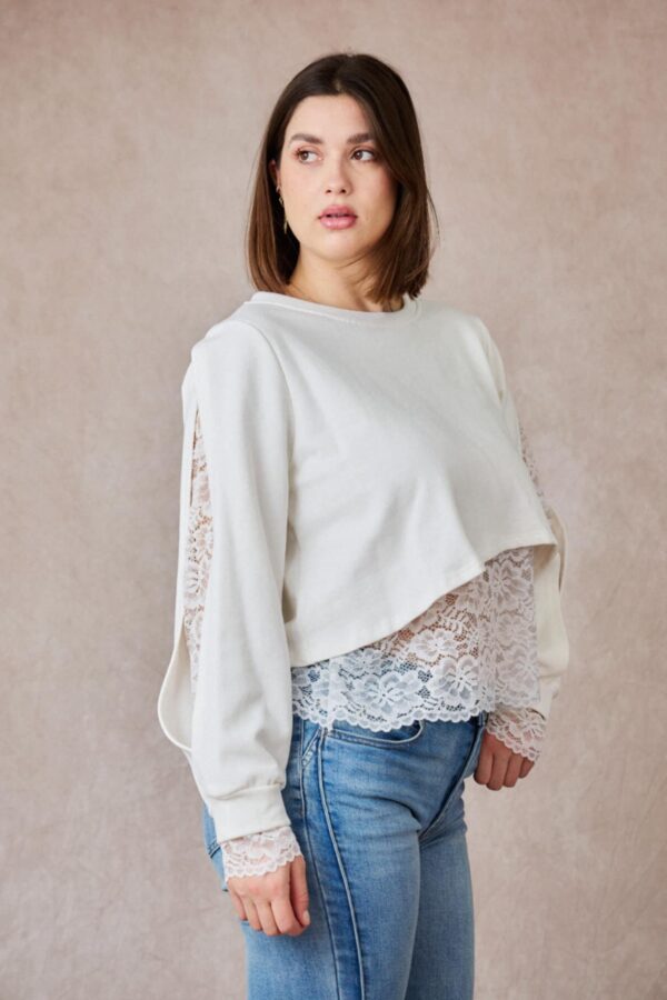 Sweat à dentelle manches échancrée April Vintage – Image 2