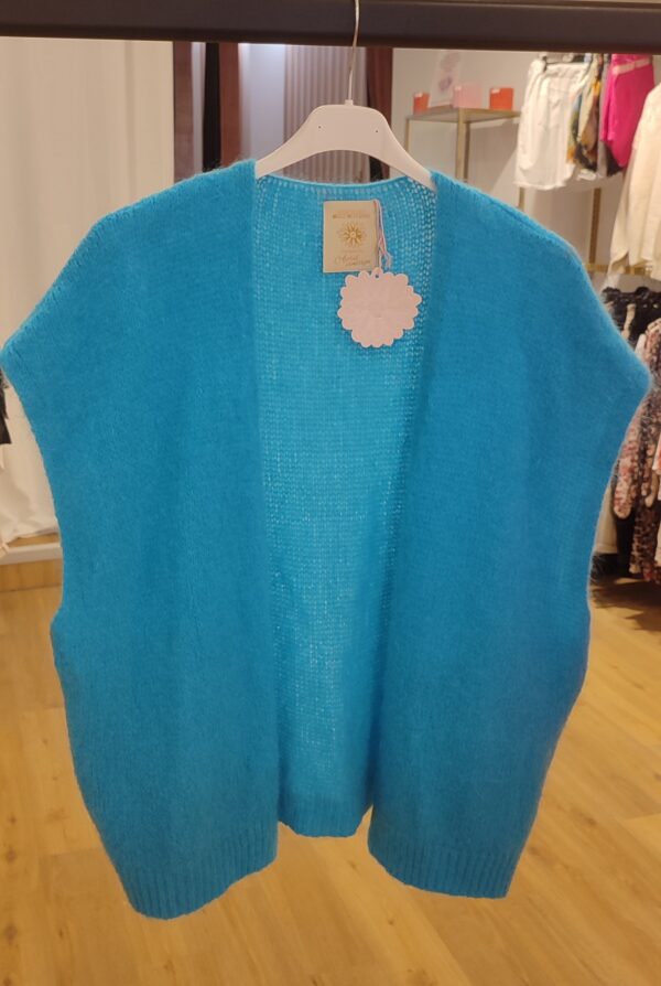 Gilet sans manches tout doux bleu fluo Mohair April Vintage