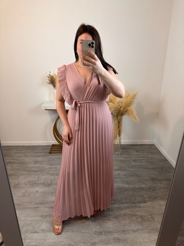 Robe plissée froufrou vieux rose Belle taille