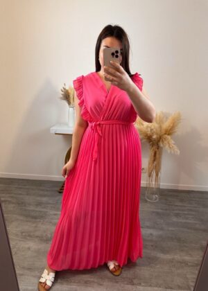Robe plissée froufrou fushia