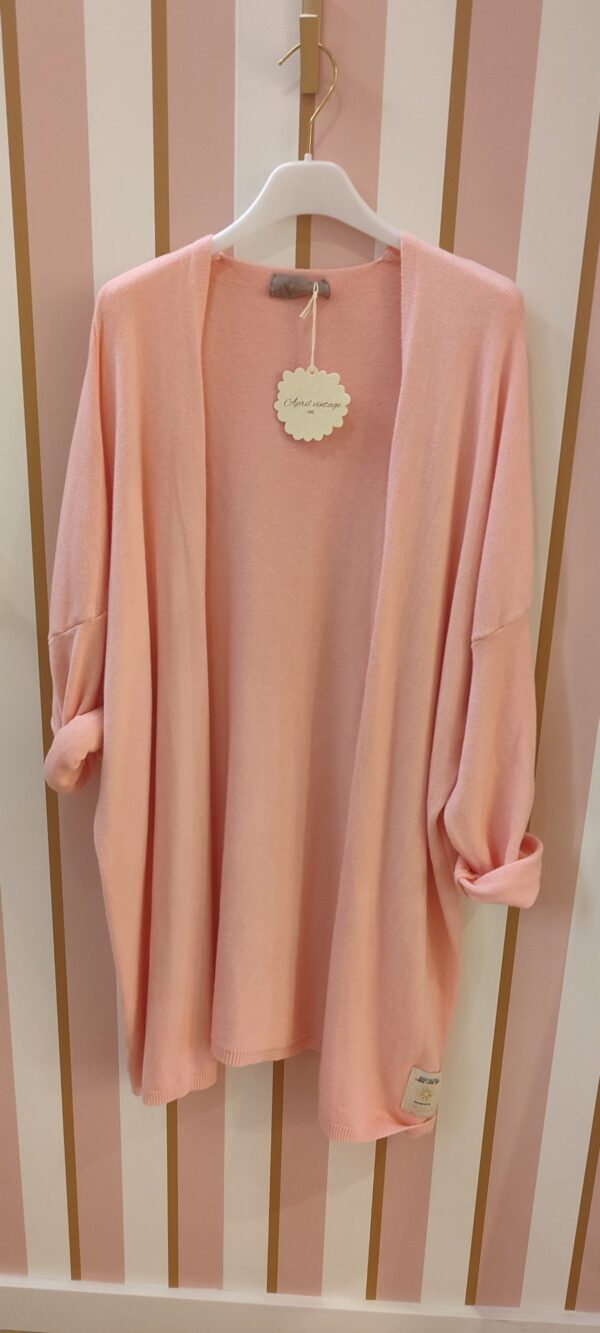 Gilet mi long basic rose clair April Vintage