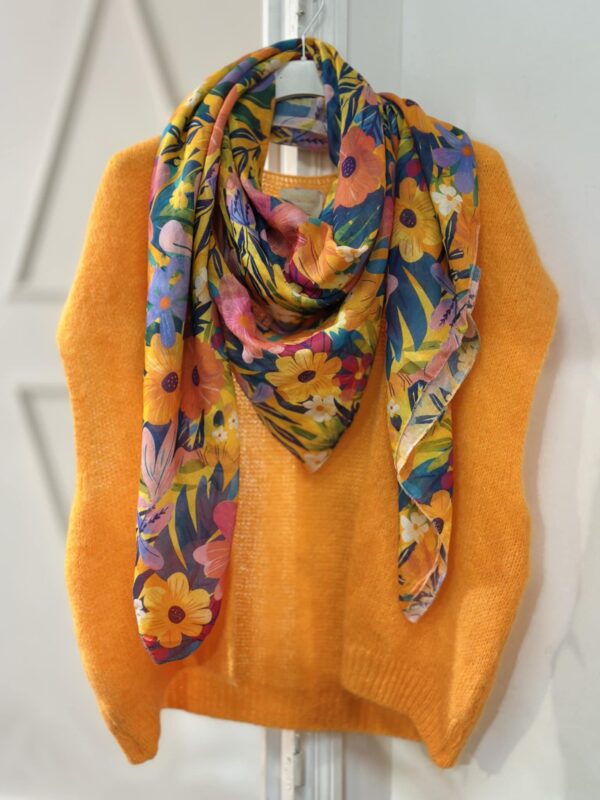 Foulard écharpe paréo fleurs multicolores April Vintage – Image 2