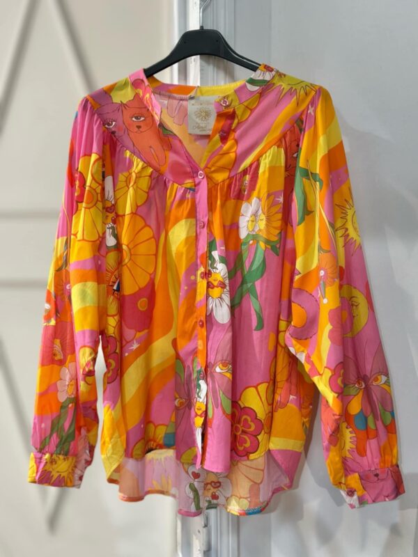 Chemise chemisier big flowers multicolore April Vintage