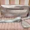 Sac banane bandoulière large taille xxl 35 cm argent silver métallisé – Image 2