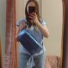 Sac banane bandoulière large bleu métallisé taille xxl 35 cm – Image 3