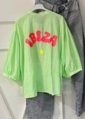 Blouse oversize ibiza vert et rose fluo April Vintage