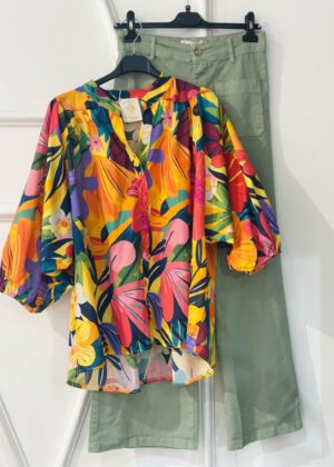 Blouse chemisier fleurs multicolores April Vintage