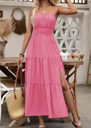 Robe longue bohème rose
