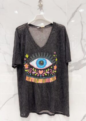Tee-shirt belle taille oeil noir bohème