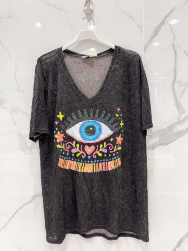 Tee-shirt belle taille oeil noir bohème