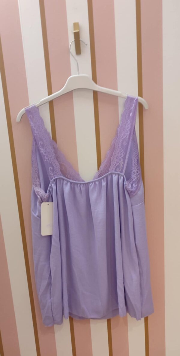 Top débardeur belle taille bretelles dentelles lilas – Image 2