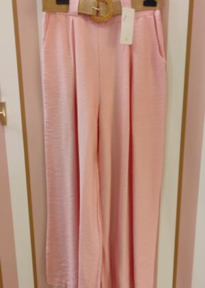 Pantalon Palazzo jupe culotte kaki poches et ceinture