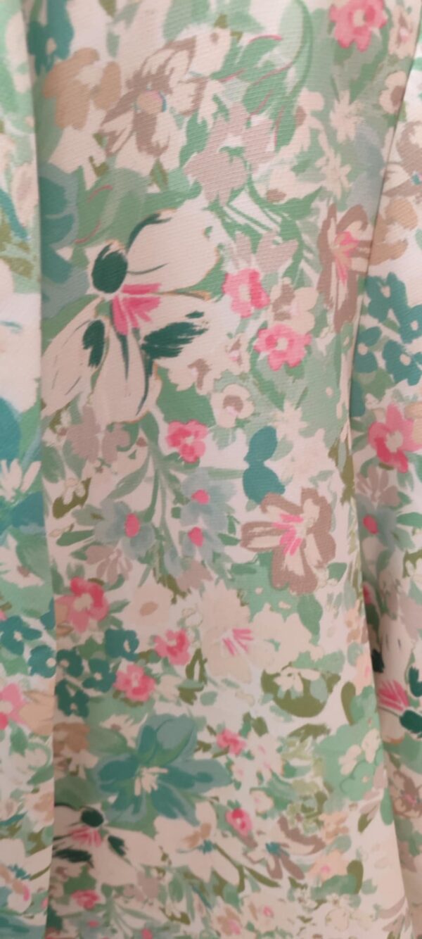 Blazer belle taille veste bleu clair, rose et beige fleurs – Image 2