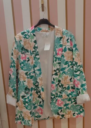 Blazer veste bleu, rose et beige fleurs Belle taille