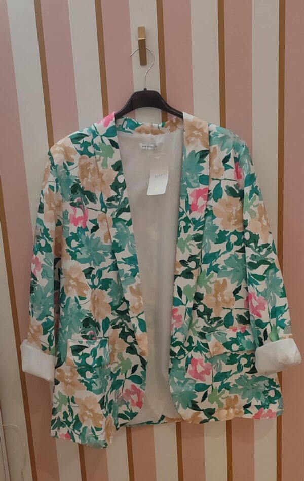Blazer veste bleu, rose et beige fleurs Belle taille
