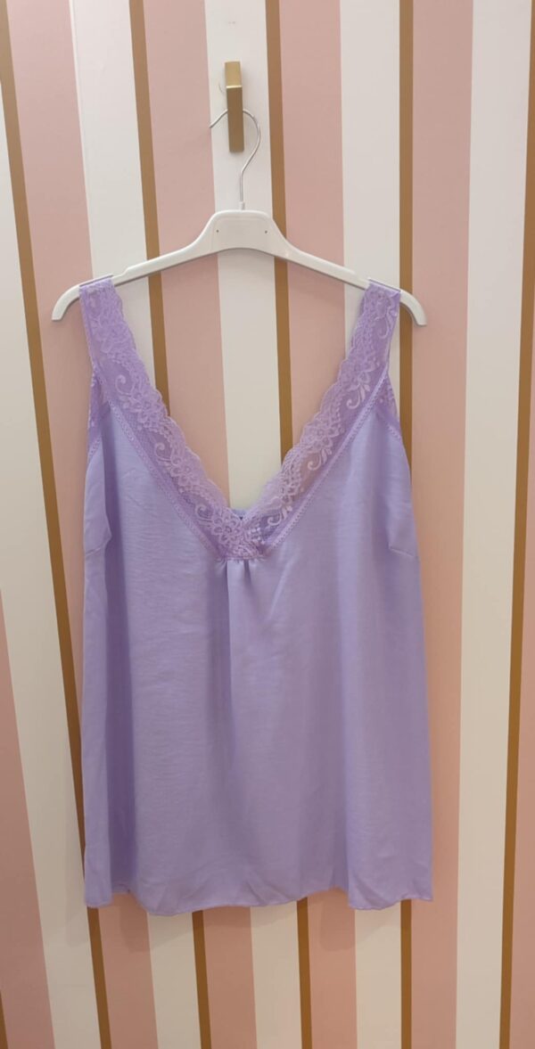 Top débardeur belle taille bretelles dentelles lilas