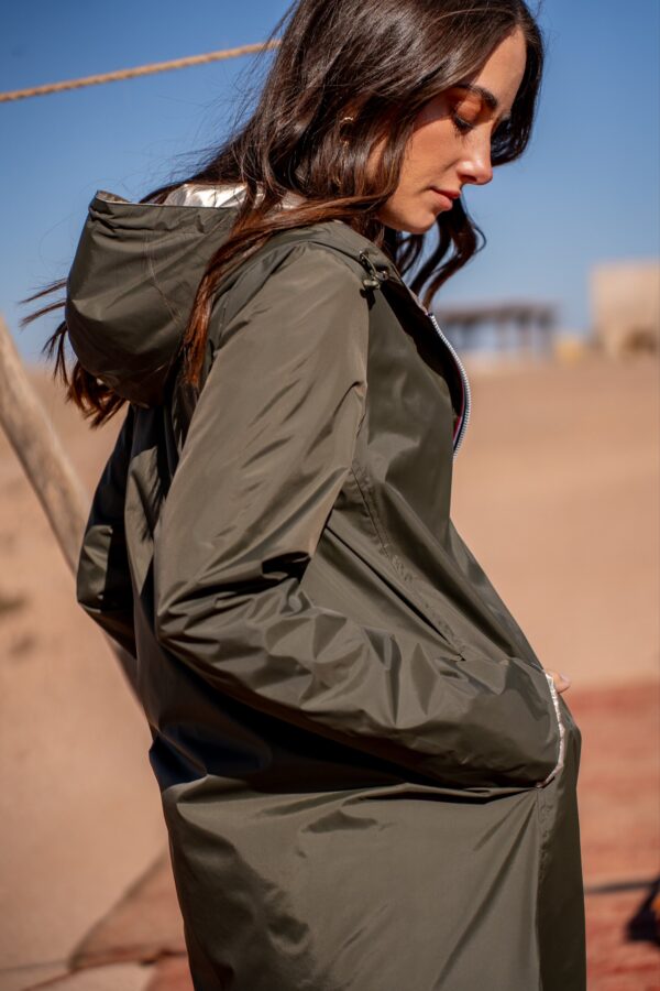 Parka réversible imperméable kaki et or