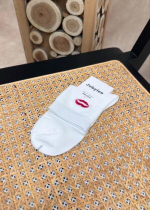 Chaussettes cœur blanches bouche fushia