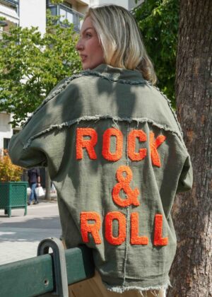 Veste kaki rock and roll orange