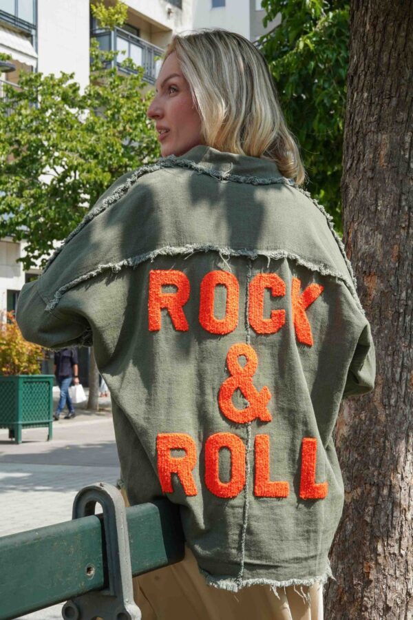 Veste kaki rock and roll orange