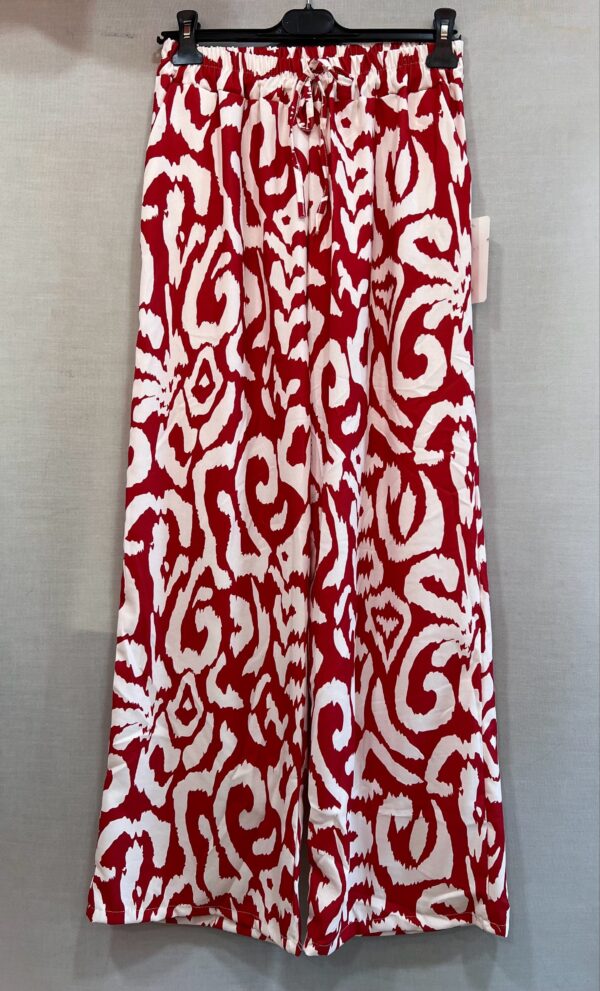 Pantalon fluide rouge et blanc