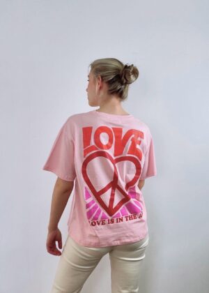 Tee-shirt rose love paillettes imprimé dos