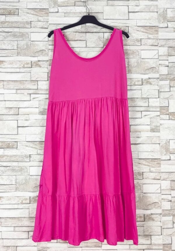 Robe bretelles fushia dentelle avec doublure – Image 2