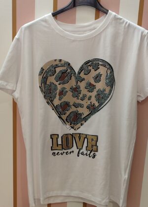 Tee-shirt coeur leopard strass taille unique