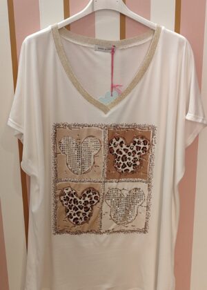 Tee-shirt grande taille mickey léopard strass
