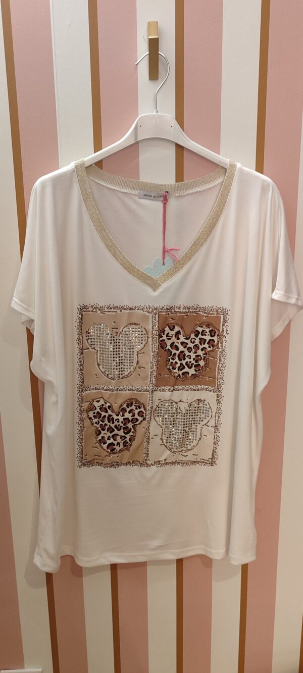 Tee-shirt grande taille mickey léopard strass