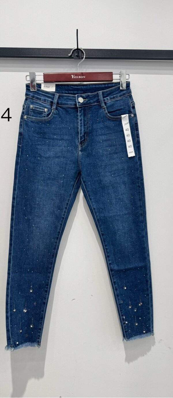 Jeans grande taille strass bleu stretch