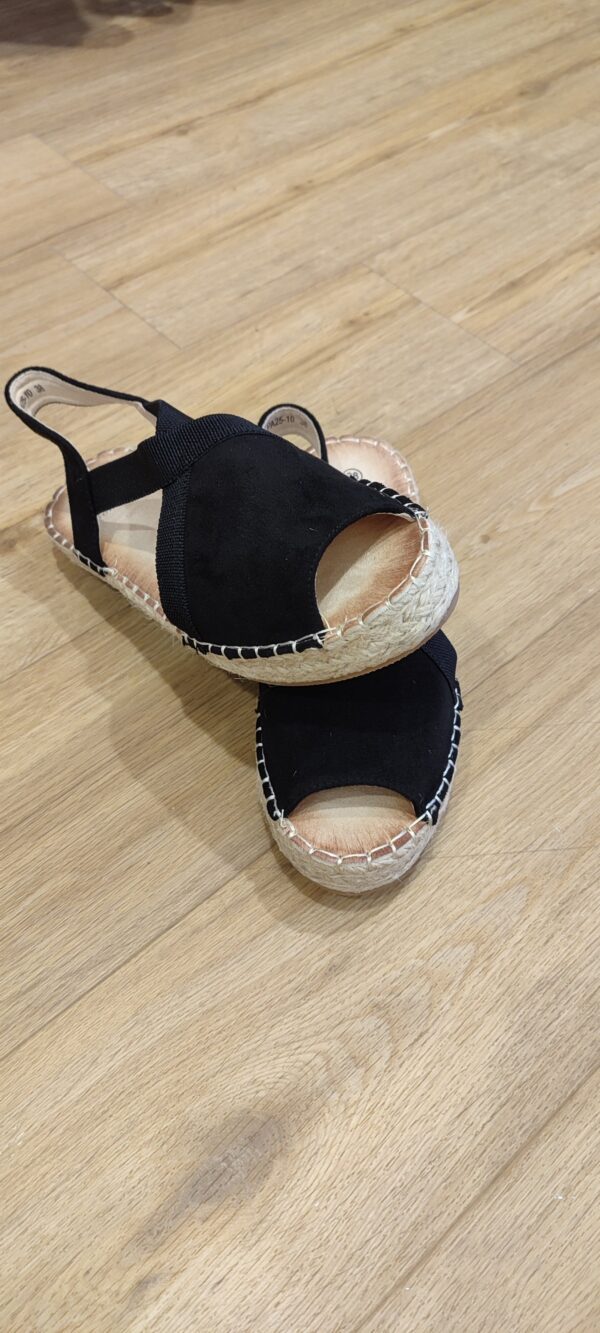Minorquines espadrilles avec bout ouvert et bride élastique noir