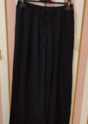 Pantalon grande taille gaze de coton palazzo noir
