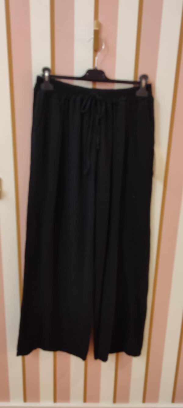 Pantalon grande taille gaze de coton palazzo noir