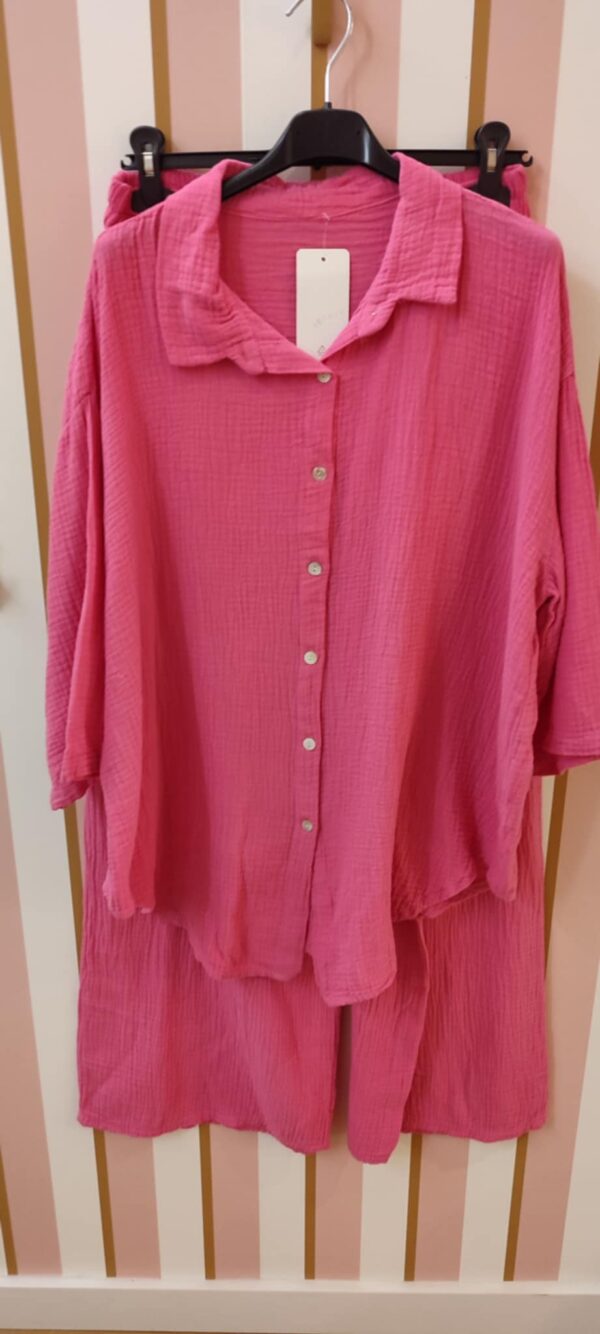 Chemise grande taille gaze de coton rose 