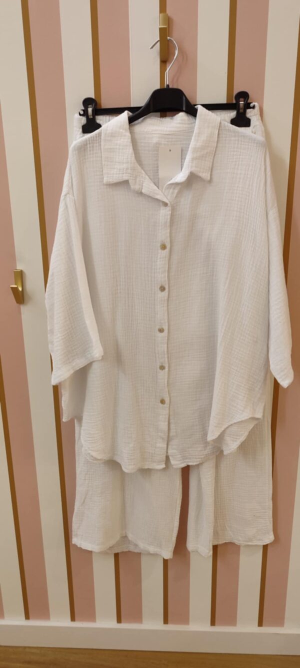 Chemise grande taille gaze de coton palazzo blanc