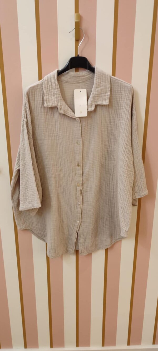 Chemise grande taille gaze de coton beige