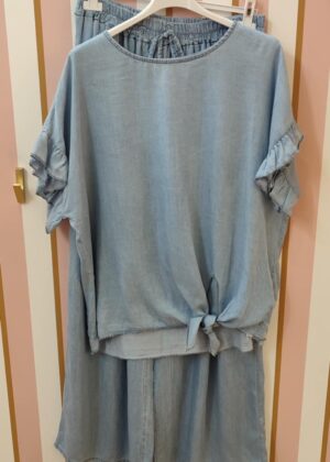 Blouse grande taille tencel style jeans clair